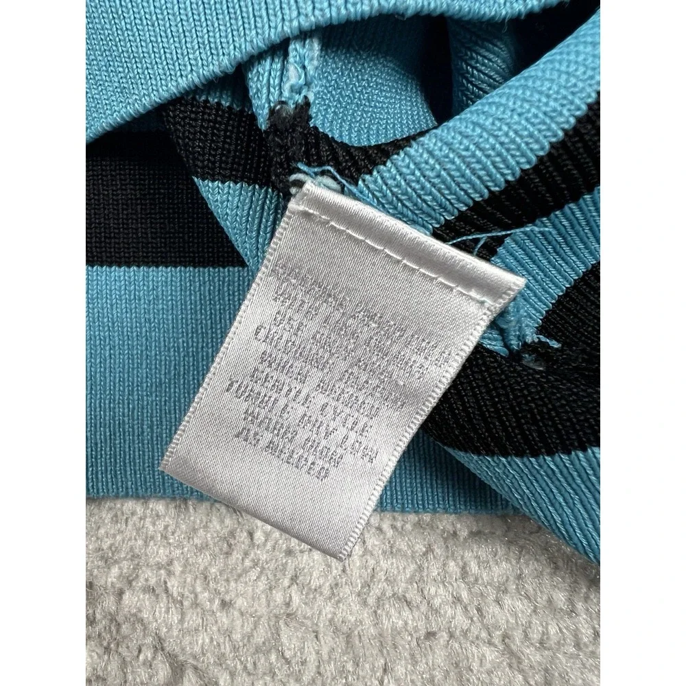 Vintage Worthington Top Womens Medium Blue Black Striped V-Neck Sleeveless‎